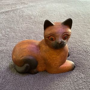 Vintage Carved Wooden Cat Figurine